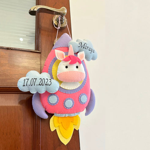 Unicorn in a Space Rocket - Wall Hanging